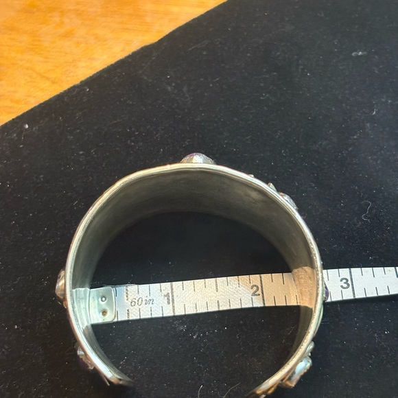 Native American Navajo? Mexican ? cuff bracelet amethyst stones feather design - Picture 12 of 16